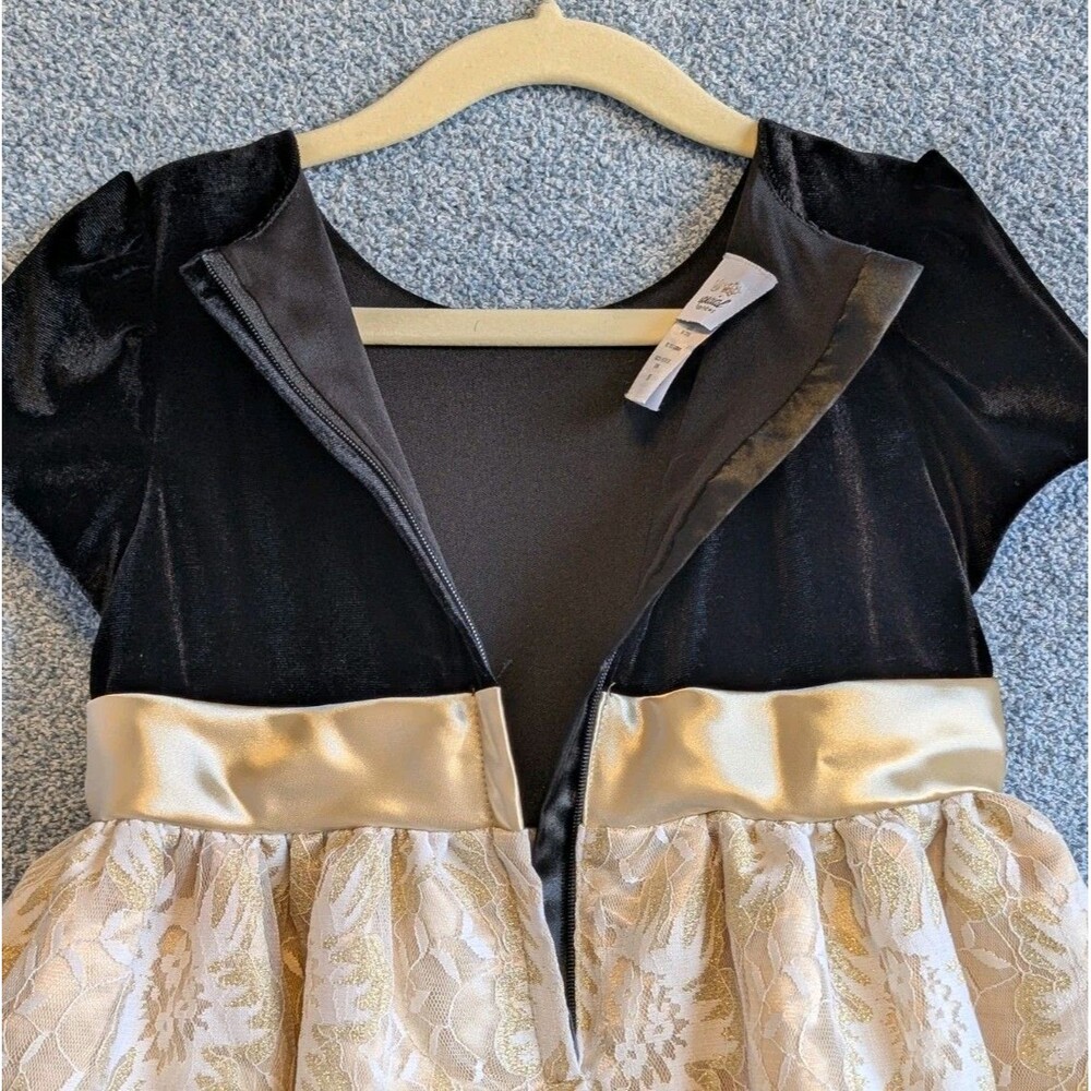 Special Editions Sears Girls Size 5T Velvet Puff Sleeve Glitter Lace Bow Dress - Picture 7 of 9